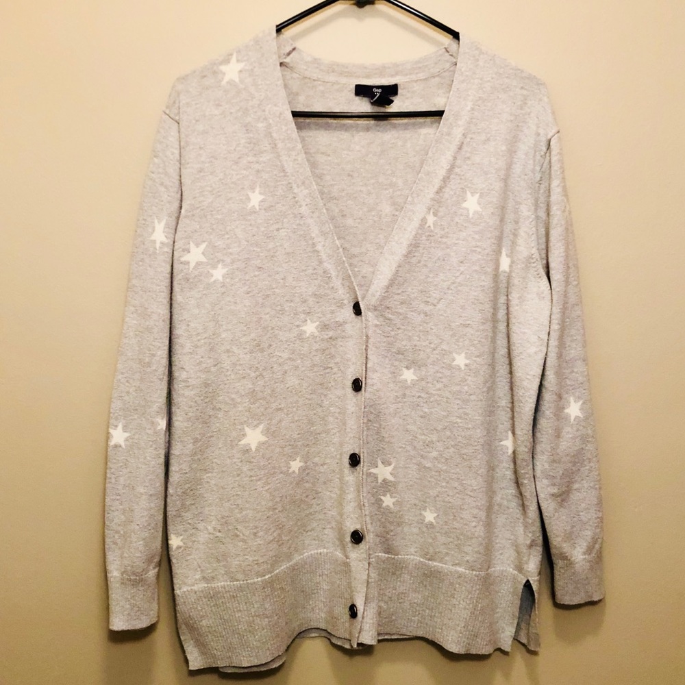 Gap Factory Store Grey Cardigan with white stars